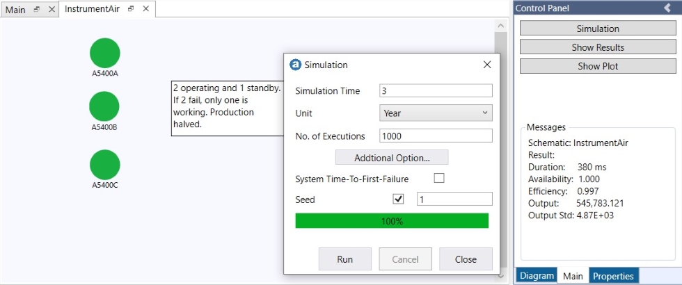 Instrument Air sub-system results